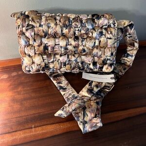 Anthropologie Textured Crossbody Bag in Brown and Tan